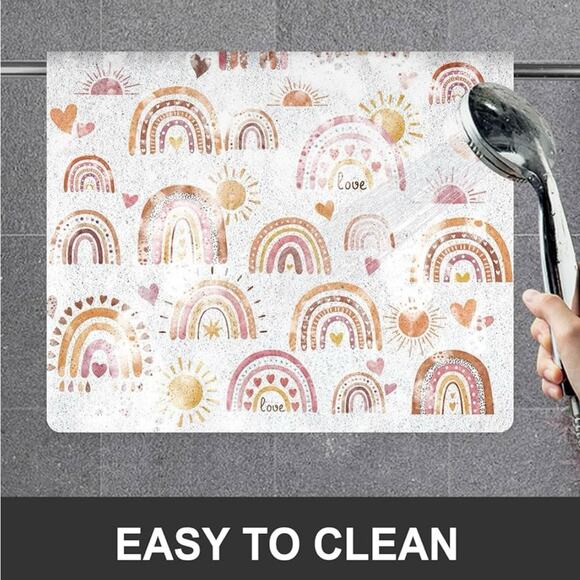 PVC Loofah Style Bath Mat Rainbow Motif 24” x 24” - Picture 2 of 7